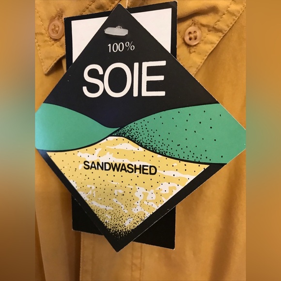 Stone Silks Silk mens shirt gold colour Sz M relaxing - Picture 4 of 7